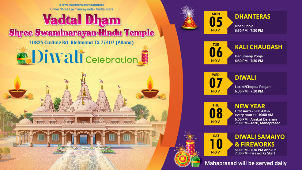 Swaminarayan Vadtal Gadi, Diwali-Celebration-TX-2018.jpg