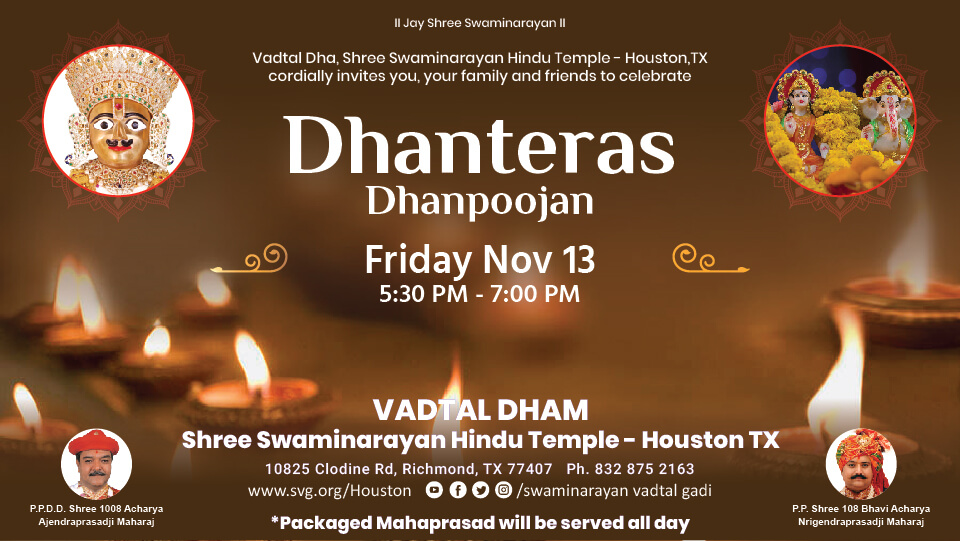Swaminarayan Vadtal Gadi, Dhanteras-2020-Houston.jpg