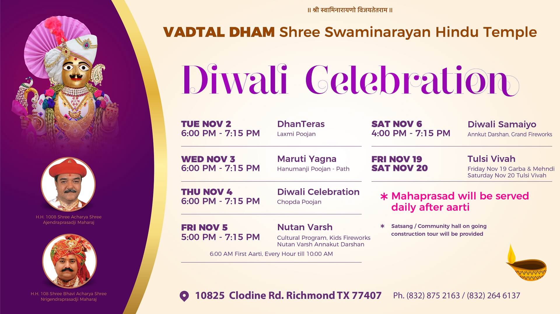 diwali-celebration-2021-vadtal-dham-houston-tx-usa